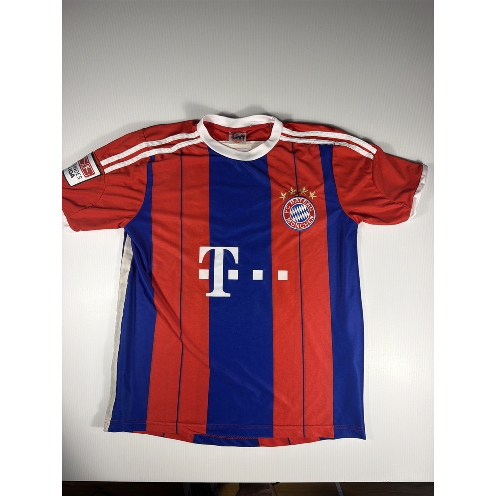 FC Bayern Munich Soccer Jersey Red Blue Striped Bundesliga Adult Muller Small